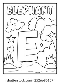 Cute ABC Alphabet Coloring Page Para Atividade Infantil Pré-escolar