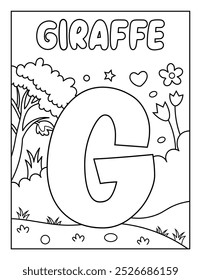 Cute ABC Alphabet Coloring Page Para Atividade Infantil Pré-escolar