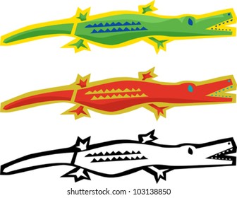 Cute abstract alligator with mouth open over white background