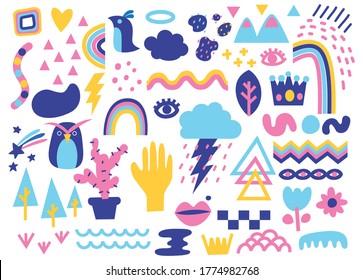 Cute abstract background in doodle style illustration