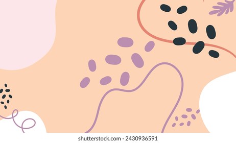 Cute abstract background with hand drawn organic shapes. Vector illustration.