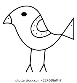 Un pájaro abstracto lindo segundo. Ilustración en blanco y negro del vector del doodle.