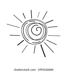Cute abstract black and white sun in a trendy minimalist line style contemporary chic vector illustration	