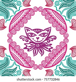 Cute abstract cat. Vector illustration.