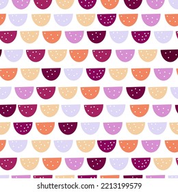 Cute abstract children's semicircle pattern and dots seamless background wallpaper. Vector image