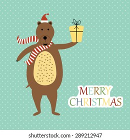 Cute and abstract christmas card with bear