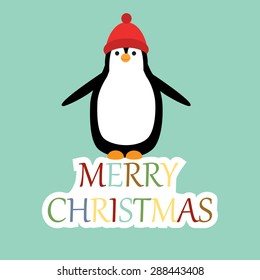 Cute and abstract christmas card with penguin