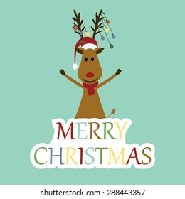 Cute and abstract christmas card with reindeer