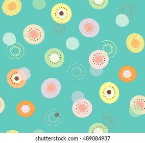 Cute abstract colorful circle design with watercolor brush on green blue background pattern seamless backdrop wallpaper. Vector image