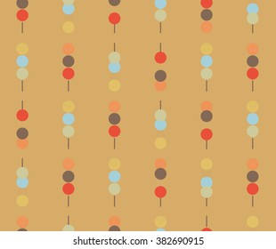 Cute abstract colorful circle dots design on orange background pattern backdrop seamless wallpaper. Vector image