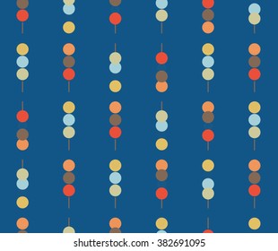 Cute abstract colorful circle dots design on blue background pattern backdrop seamless wallpaper. Vector image