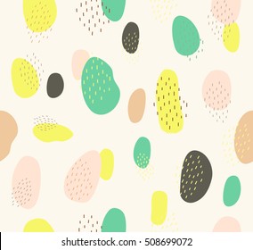 Cute abstract colorful circle oval spot with dots design background  for kids, pattern seamless wallpaper backdrop. Vector image