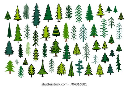 cute abstract conifer evergreen pine fir christmas needle trees collection