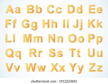 Tipo de letra de dibujo vectorial aislado en fondo blanco. Letras mayúsculas y minúsculas del alfabeto latino