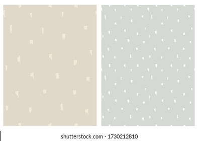 Cute Abstract Daubs Seamless Vector Pattern. Irregular Brush Spots on a Various Pale Green Backgrounds. Lovely Pastel Color Delicate Geometric Prints. Funny Infantile Style Design.