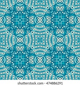 cute abstract decorative contemporary artistic pattern.Geometric seamless blue mosaic background
