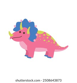 Cute Abstract Dinosaur Illustration - Triceratops