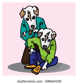cute abstract dog cartoon vector character