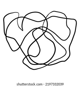Cute abstract doodle artistic sketch isolated on white background. Crazy messy doodle art with different shapes, curls. Fantasy card.