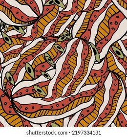 Cute abstract doodle artistic sketch seamless pattern. Background with crazy messy doodle art with different shapes, curls. Fantasy texture, textile, wrap, fabric.
