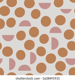 Cute abstract dot seamless vector pattern in Skandinavian style with half dots. Modern pastel colors. Trendy abstract design for paper, cover, fabric, interior decor, wallpaper and other projects