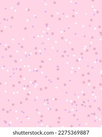 Cute Abstract Dots flowers Vector Pattern. small circle flower geometry white and pink color. Vector illustration. Vertical Background layout.