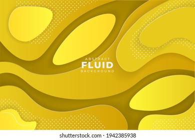 Cute Abstract Dynamic Yellow Fluid Shape Background with Halftone Effect
