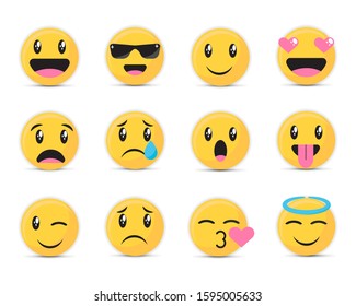 Cute abstract flat style emoticons.Vector illustration with white background