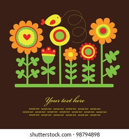 cute abstract floral card. vector illustration