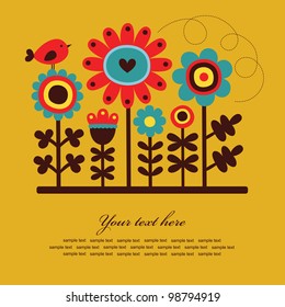 cute abstract floral card. vector illustration