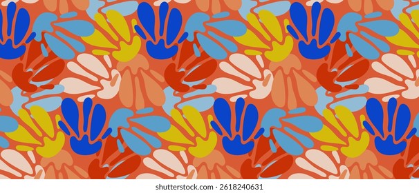 Cute abstract floral seamless pattern with abstract flowers. Vector.