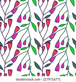 Cute abstract flower seamless pattern. Hand drawn floral wallpaper. Simple design for fabric, textile print, wrapping paper, cover