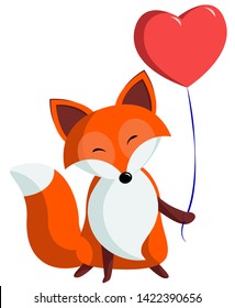 Cute abstract fox with a balloon. Vector illustration.