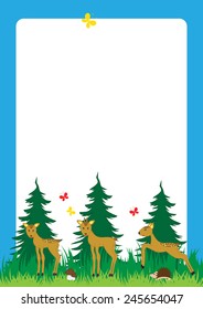 Cute, abstract frame with cheerful forest animals