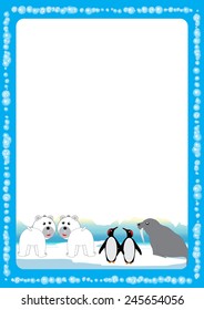 Cute, abstract frame with cheerful polar animals