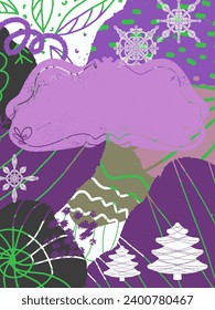 Cute abstract frame for lettering, texture Christmas background, card, invitation, banner. Vector	
