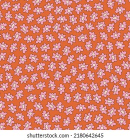 Cute abstract funny flower seamless pattern on a bright orange background. Vector design for fashion fabric wallpaper and all prints. Trendy design.