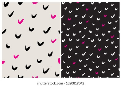 Cute Abstract Geometric Seamless Vector Pattern. Hand Drawn Spots Isolated on a Beige and Black Background. Funny Doodle Print. Simple Infantile Style Repeatable Design.