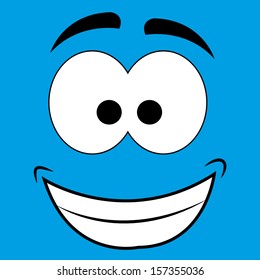 cute abstract happy face on blue background