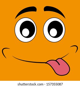 cute abstract happy face on orange background