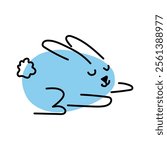 A cute abstract illustration of a sleeping Easter bunny. Fun blue egg shaped rabbit