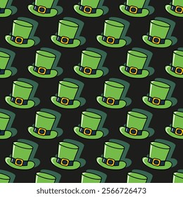 Cute Abstract Irish Themed Leprechaun Hats Pattern. Perfect for creating vibrant holiday-themed party decor, gift wraps, invitations, or digital projects.