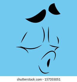 cute abstract kissing face on blue background