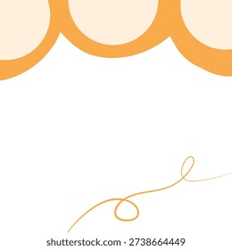 Cute Abstract Orange Wave Frame with Minimalist Scalloped Border, Modern Pastel Background Template with Hand Drawn Swirl Line for Social Media, Stationery, and Creative Graphic Design