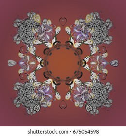Cute abstract ornamental snowflakes vector design on colorful background. Flat snow doodle icons, snow flakes silhouette in colors for christmas banner, cards. New year snowflake.