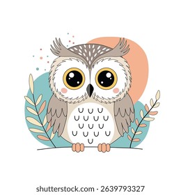 Cute abstract owl on white background