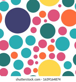 Cute abstract pattern of colorful circles. Endless texture can be used for web design, printing onto fabric and paper or scrapbooking. Swatch included.