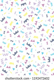 CUTE ABSTRACT PATTERN DESIGN, HAND-DRAWN, GEOMETRIC, PASTEL COLORS, SHAPES PATTERN ON WHITE