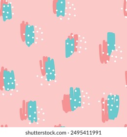 Cute abstract pattern with line and dots, seamless pattern.	
