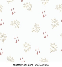 cute abstract pattern of multicolored drops and contour flowers on a light background, simple print for printing on fabric, paper, covers of children's albums and invitations